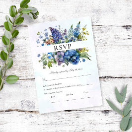 Bohemian Blue-Violet Floral Watercolor RSVP