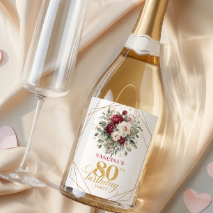 Bohemian Blush Burgundy Champanhe de 80 Anos de An