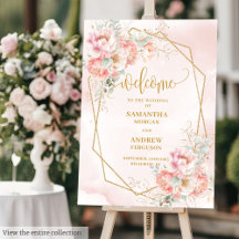 Bohemian Blush Dourado Casamento Floral Rosa Bem-v