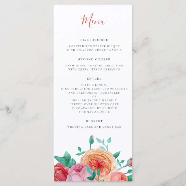 Bohemian Bold Floral Wedding Menu (Frente)
