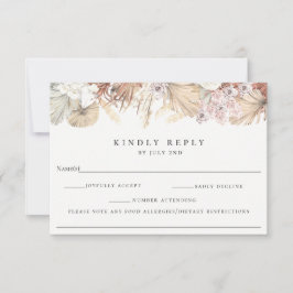 Bohemian Botanical Wedding RSVP com Alergia Nota