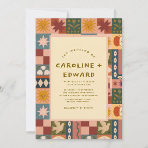 Bohemian Celestial Patchwork Convite para Casament