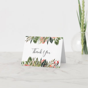 Bohemian Coral Floral Cartões de agradecimentos Fo