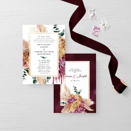 Bohemian Fall Burgundy Convite Floral