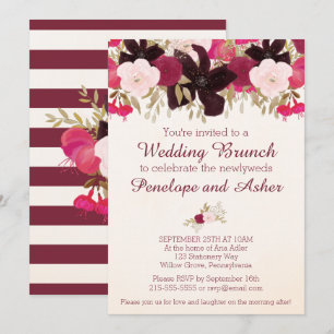 Bohemian Floral Posta Wedding Brunch Convite