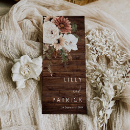 Bohemian Floral Rustic Wood Weding Program