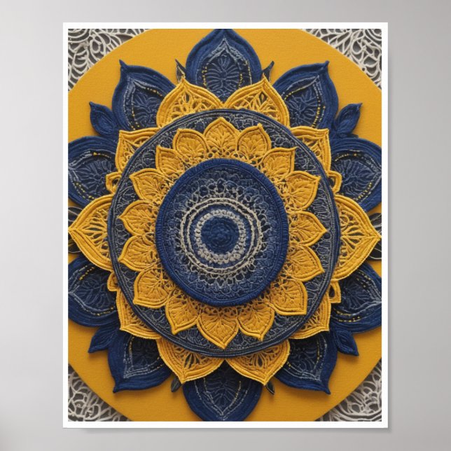Bohemian mandala trabalho de arte Poster da sala D (Frente)