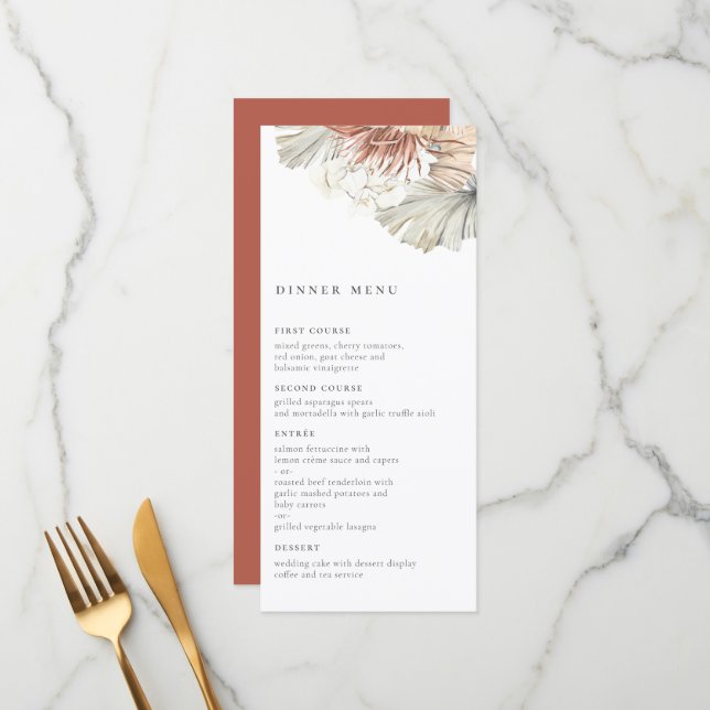 Bohemian Oasis Wedding Menu (Frente/Verso In Situ)