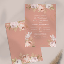Bohemian Pink Peonies Convite para Casamento