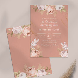 Bohemian Pink Peonies Convite para Casamento