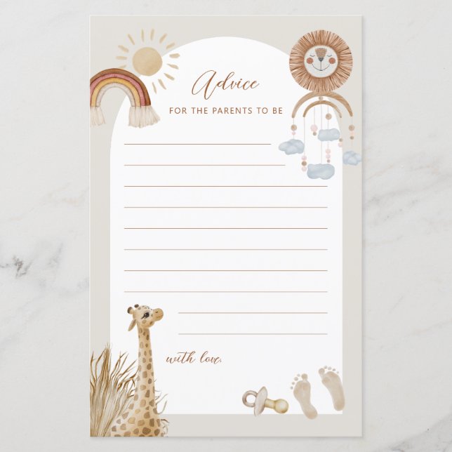 Bohemian Toys Giraffe Sun Advice para pais (Frente)