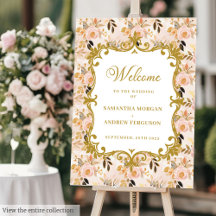 Bohemian Wedding Sign Blush Dourado Florals