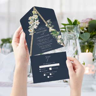 Bohemian Wood Pyramid White Florals Blue Wedal