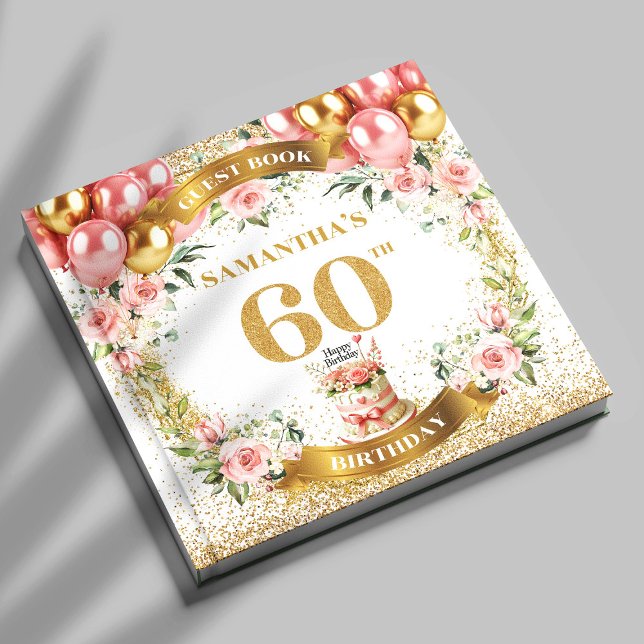Boho 60º Aniversário Sólido Blooms de Livros Convi (Sophisticated Boho 60th Birthday Guest Book Blooms

)