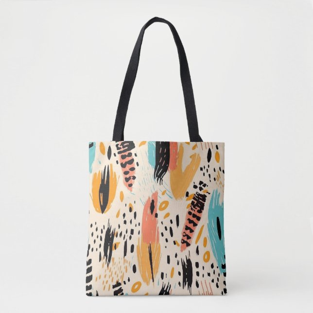 Boho Abstrato Brushaft Tote Bag - Trendy Artist (Frente)