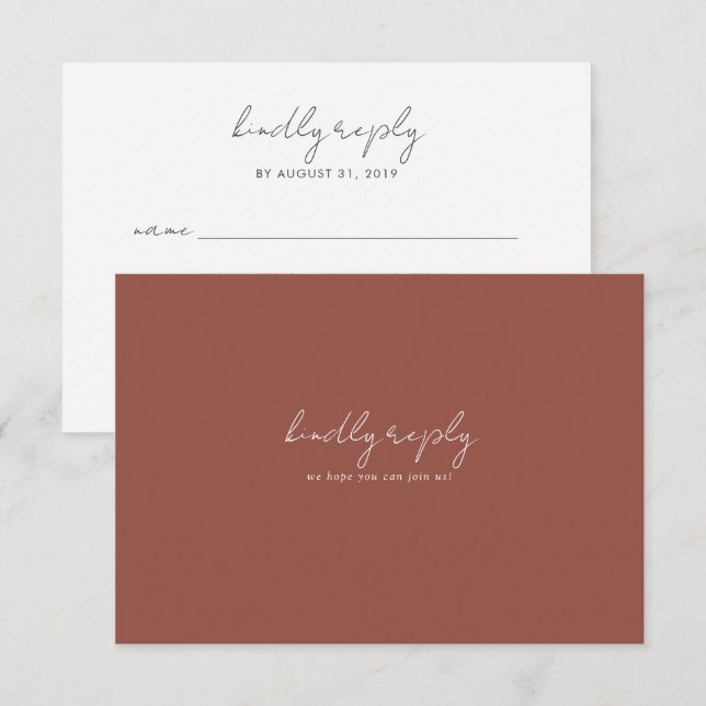 Boho Abstrato | Cartão Rust Maple Wedding RSVP (Frente/Verso)
