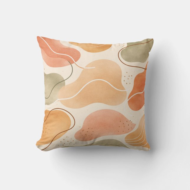 Boho Almofada de Forma Orgânica Abstrata - Terraco (Frente)