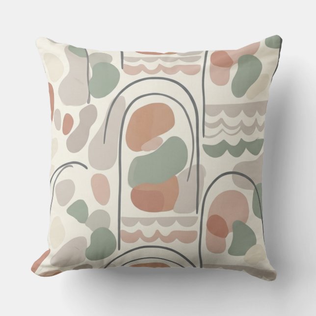 Boho Almofada de Forma Orgânica Abstrata - Terraco (Frente)