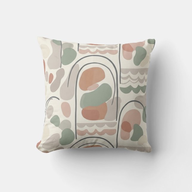 Boho Almofada de Forma Orgânica Abstrata - Terraco (Frente)