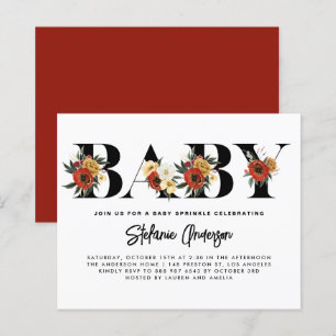 Boho Anemone Botânico Baby Sprinkle Convite