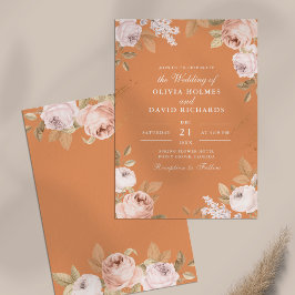 Boho Apricot Peonies Convite Para Casamento
