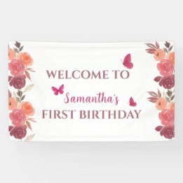Boho Aquarela Floral Primeiro Aniversário