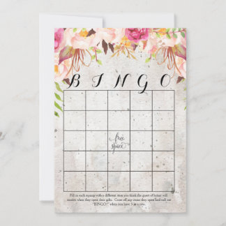 boho aquarela flores Chá Bingo Cards