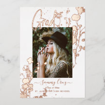 Boho Aquarela Flores Silvestres Graduação Dourado