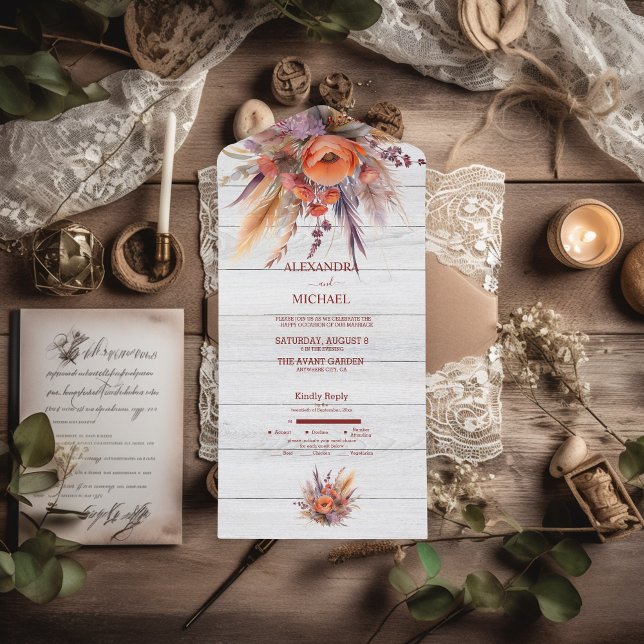 Boho Aquarela Grama das Pampas Casamento (Criador carregado)