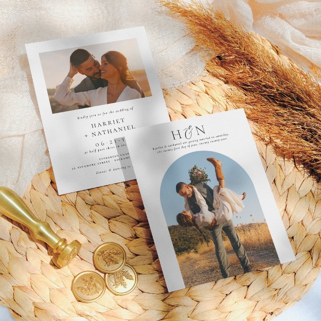 Boho Arch 2 Foto Casamento Iniciais Mínimas (Criador carregado)