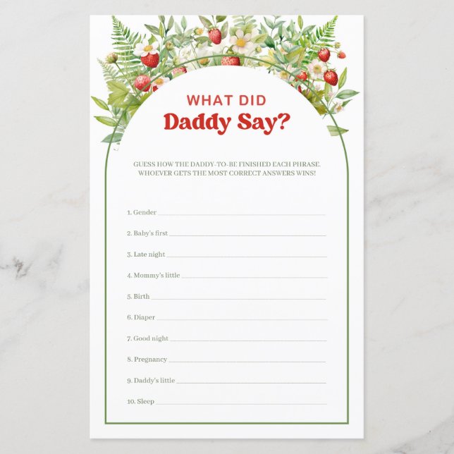 Boho Arch Berry Sweet O que o Pai disse jogo (Frente)