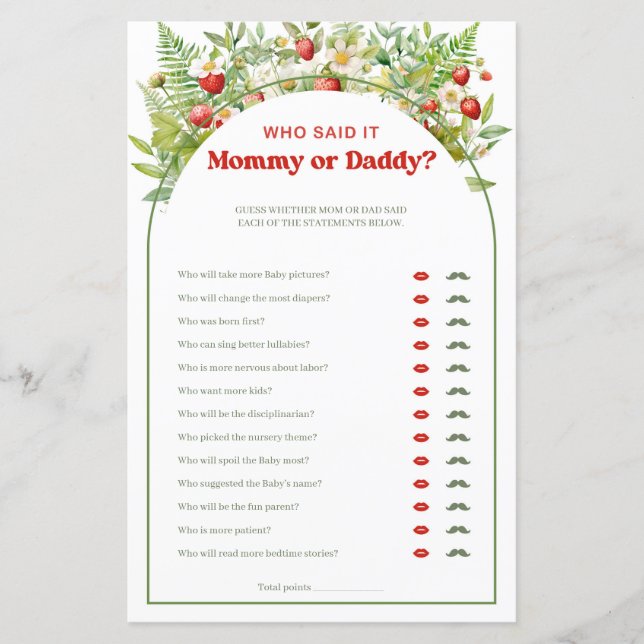 Boho Arch Berry Sweet Strawberry Mamãe ou Pai (Frente)