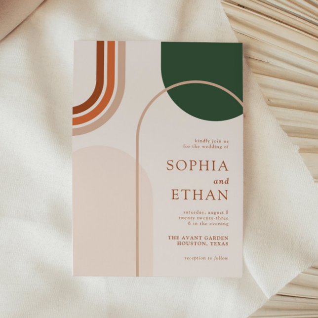 Boho Arch Convite Terraccota Rust Beige (Criador carregado)