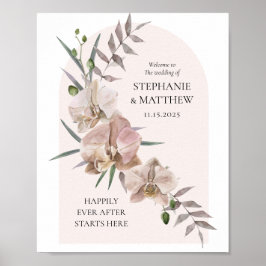 Boho Arch Dusty Orchids Flor Wedding Poster