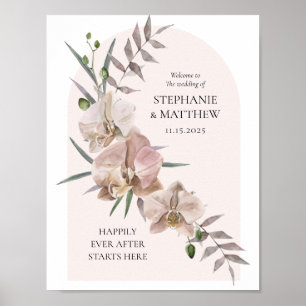 Boho Arch Dusty Orchids Flor Wedding Poster