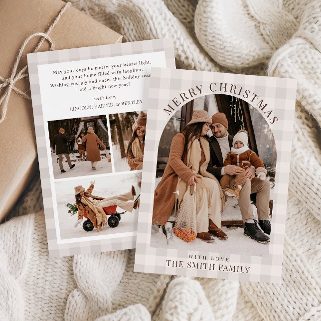 Boho Arch Holiday Cartão com fotos, Feliz Natal (Criador carregado)