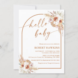 Boho Arch Pampas Chá de fraldas Grass Convite