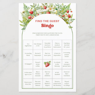 Boho Arch Strawberry Encontra o jogo do Bingo conv