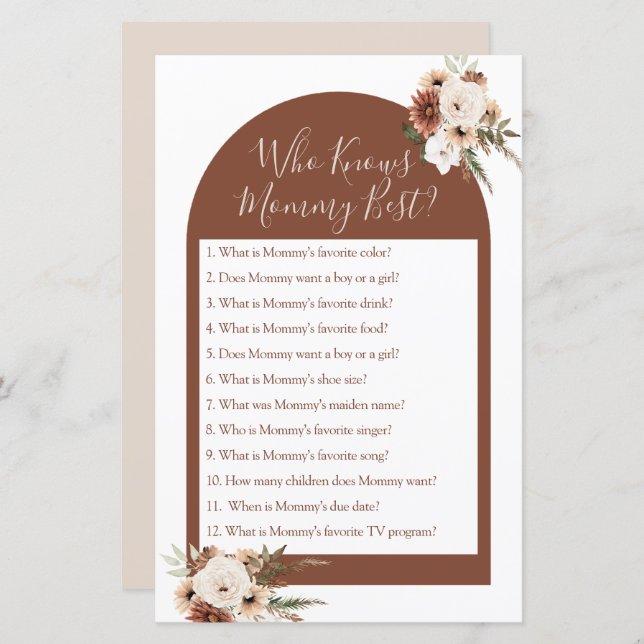 Boho Arch Terracota Que Conhece O Melhor Jogo Da M (Frente/Verso)