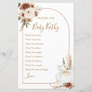 Boho Arch White Pumpkin Love Prayers for Baby Sign