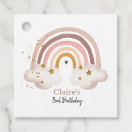 Boho Arco-Íris Aniversário Etiqueta Pastel Neutral