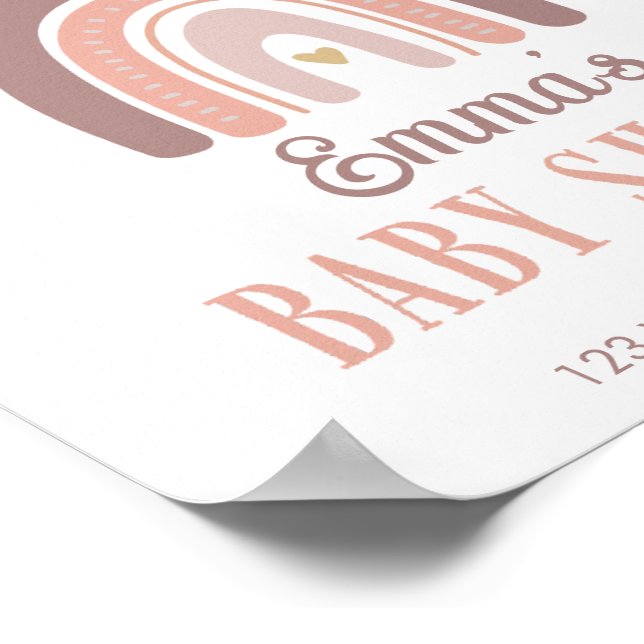 Boho Arco-Íris E Poster Do Coração Ouro (Borda)