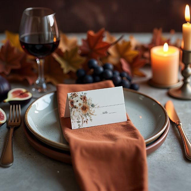 Boho Autumn Dried Flowers | Place Card (Criador carregado)