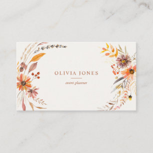 Boho Autumn Floral Cartão de visita