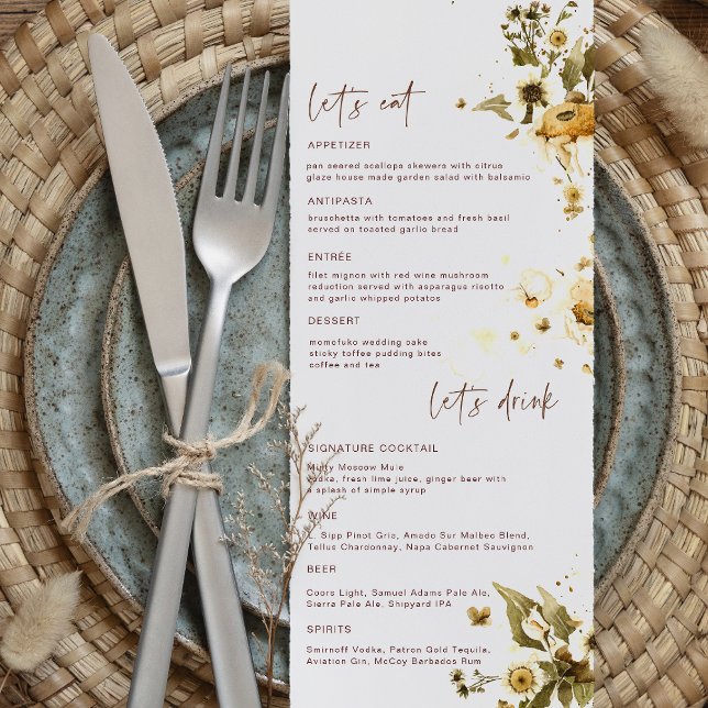 Boho Autumn Selvagens | Menu Casamento (Criador carregado)