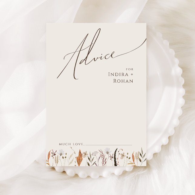 Boho Autumn Wildflower | Cartão de conselheiro par (Criador carregado)