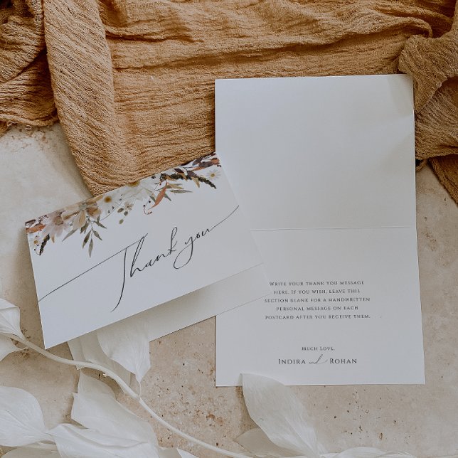 Boho Autumn Wildflower | Cartões de agradecimentos (Criador carregado)