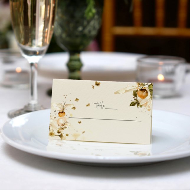 Boho Autumn Wildflower | Cartões De Mesa De Casame (Criador carregado)