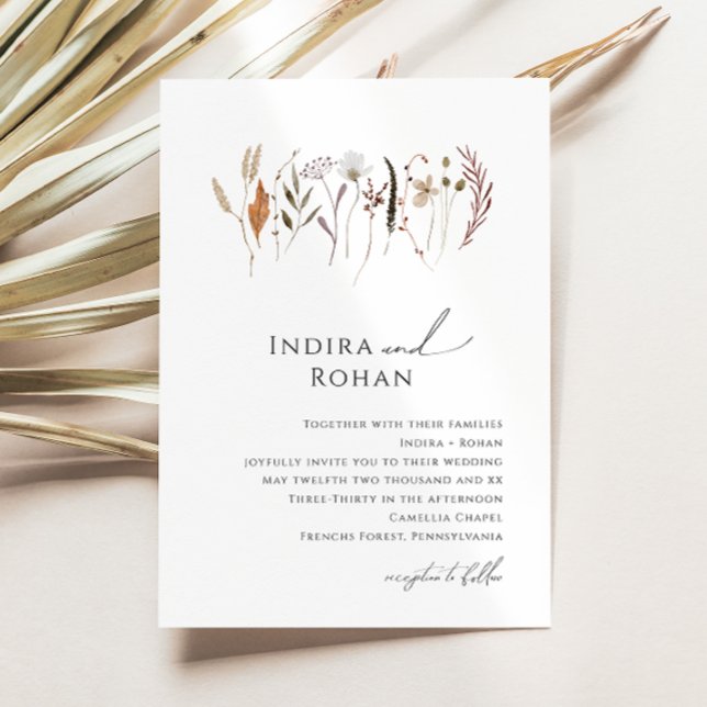 Boho Autumn Wildflower | Convite Para Casamento (Criador carregado)