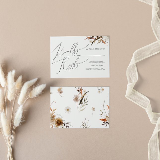 Boho Autumn Wildflower | Placa RSVP (Criador carregado)